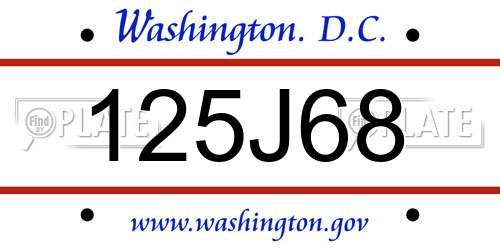 125J68 District Of Columbia License Plate