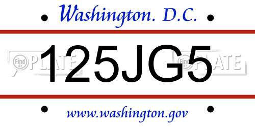 125JG5 District Of Columbia License Plate