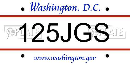 125JGS District Of Columbia License Plate