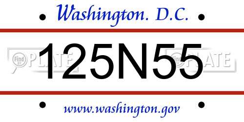 125N55 District Of Columbia License Plate
