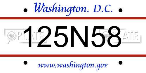 125N58 District Of Columbia License Plate
