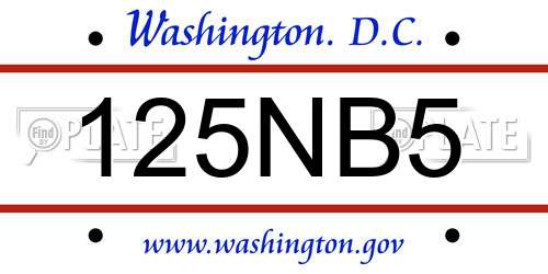 125NB5 District Of Columbia License Plate