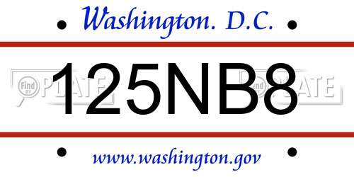 125NB8 District Of Columbia License Plate