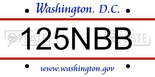 125NBB District Of Columbia License Plate
