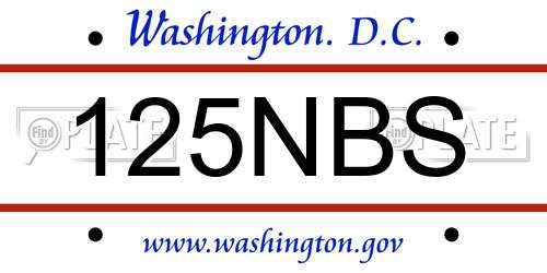 125NBS District Of Columbia License Plate