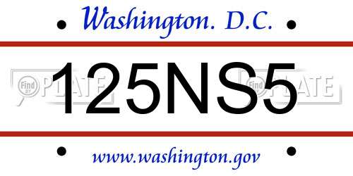 125NS5 District Of Columbia License Plate