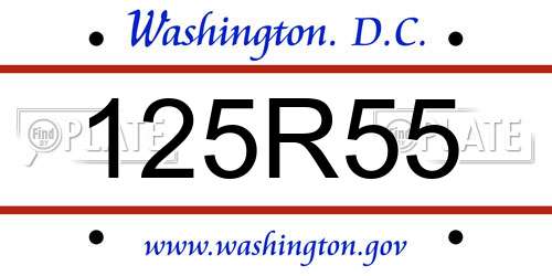 125R55 District Of Columbia License Plate