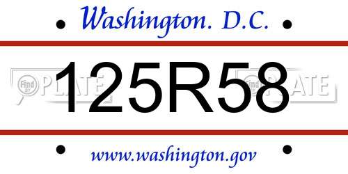 125R58 District Of Columbia License Plate