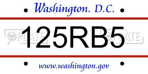 125RB5 District Of Columbia License Plate