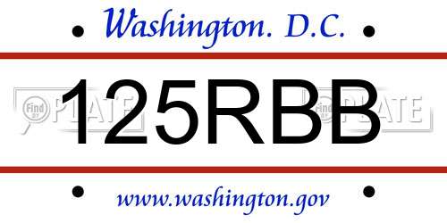 125RBB District Of Columbia License Plate