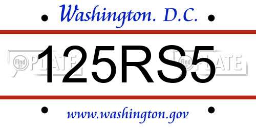 125RS5 District Of Columbia License Plate