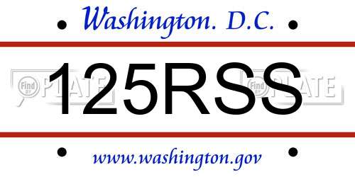 125RSS District Of Columbia License Plate