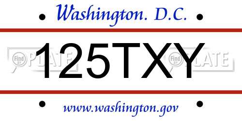 125TXY District Of Columbia License Plate