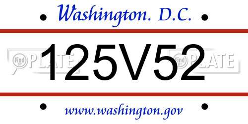 125V52 District Of Columbia License Plate