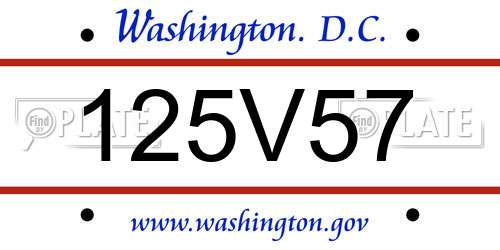 125V57 District Of Columbia License Plate