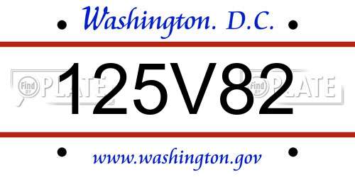 125V82 District Of Columbia License Plate