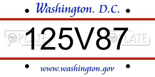 125V87 District Of Columbia License Plate