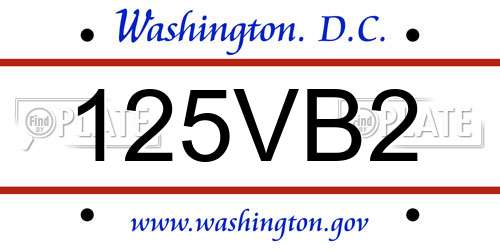125VB2 District Of Columbia License Plate