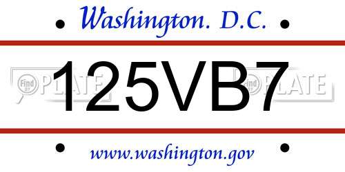 125VB7 District Of Columbia License Plate