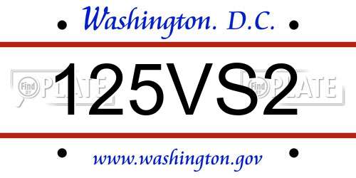 125VS2 District Of Columbia License Plate