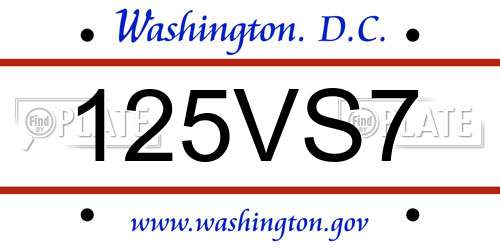 125VS7 District Of Columbia License Plate