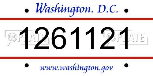 1261121 District Of Columbia License Plate