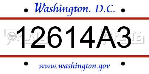 12614A3 District Of Columbia License Plate