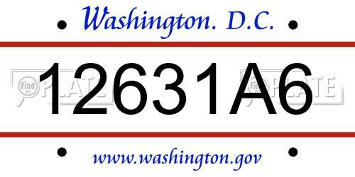 12631A6 District Of Columbia License Plate