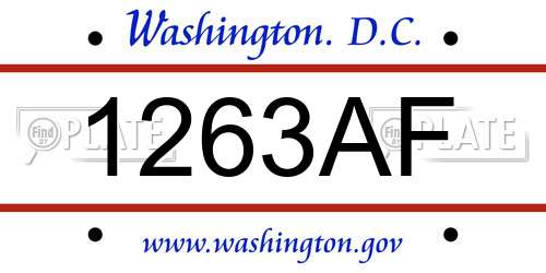 1263AF District Of Columbia License Plate