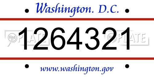1264321 District Of Columbia License Plate