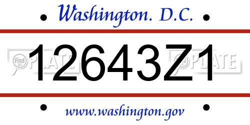 12643Z1 District Of Columbia License Plate