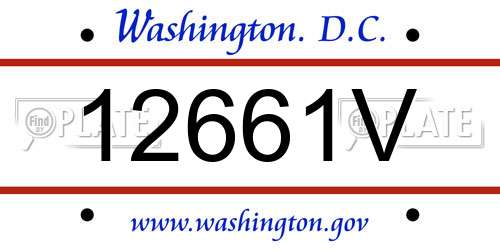 12661V District Of Columbia License Plate
