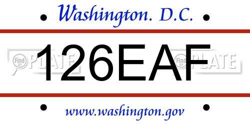 126EAF District Of Columbia License Plate