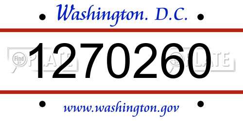 1270260 District Of Columbia License Plate