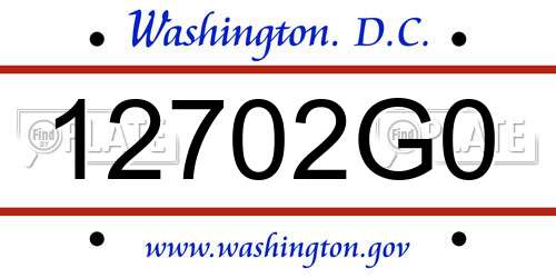 12702G0 District Of Columbia License Plate