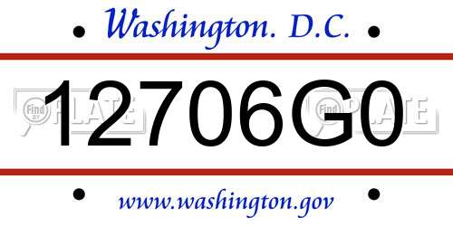 12706G0 District Of Columbia License Plate