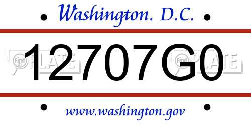 12707G0 District Of Columbia License Plate