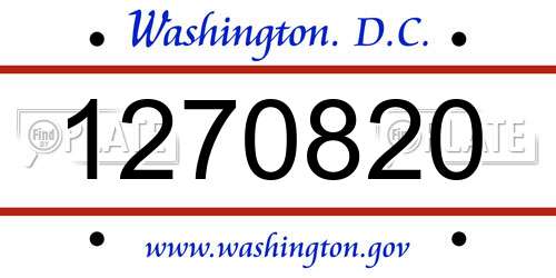 1270820 District Of Columbia License Plate