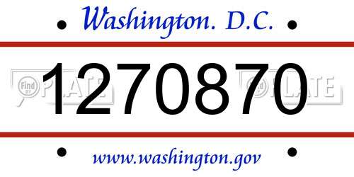 1270870 District Of Columbia License Plate
