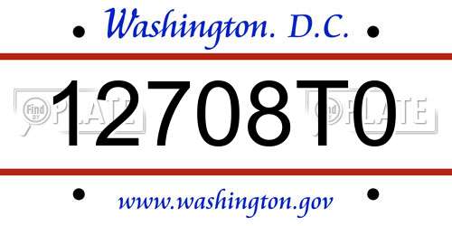 12708T0 District Of Columbia License Plate