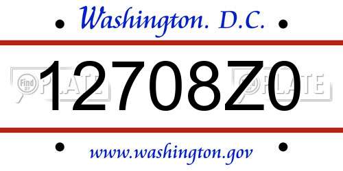 12708Z0 District Of Columbia License Plate