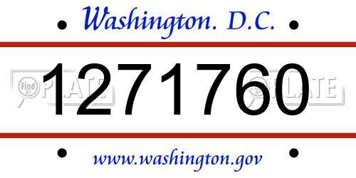 1271760 District Of Columbia License Plate