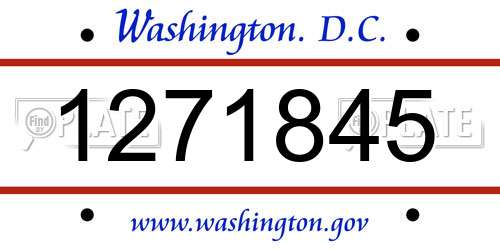 1271845 District Of Columbia License Plate