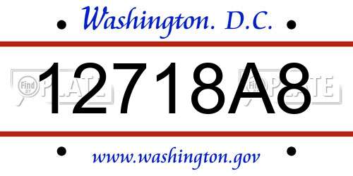 12718A8 District Of Columbia License Plate