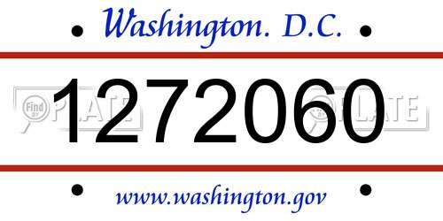 1272060 District Of Columbia License Plate