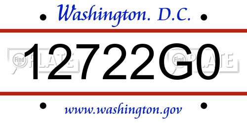 12722G0 District Of Columbia License Plate