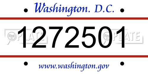 1272501 District Of Columbia License Plate