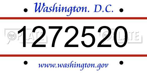 1272520 District Of Columbia License Plate
