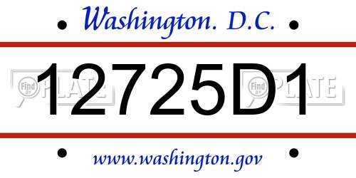 12725D1 District Of Columbia License Plate
