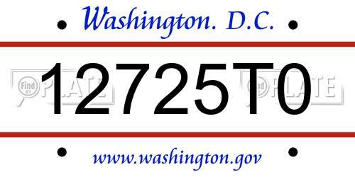12725T0 District Of Columbia License Plate